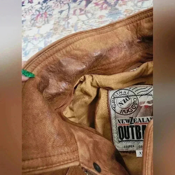 New Zealand Outback Men's Vintage 90's Brown 100% Leather Bomber Jacket, sz XL - Picture 12 of 15
